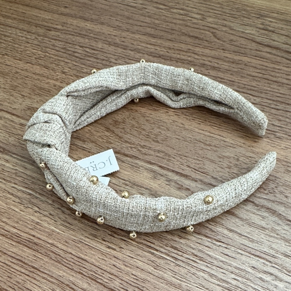 NWT J Crew Gold Beaded Knot Headband - Picture 3 of 6